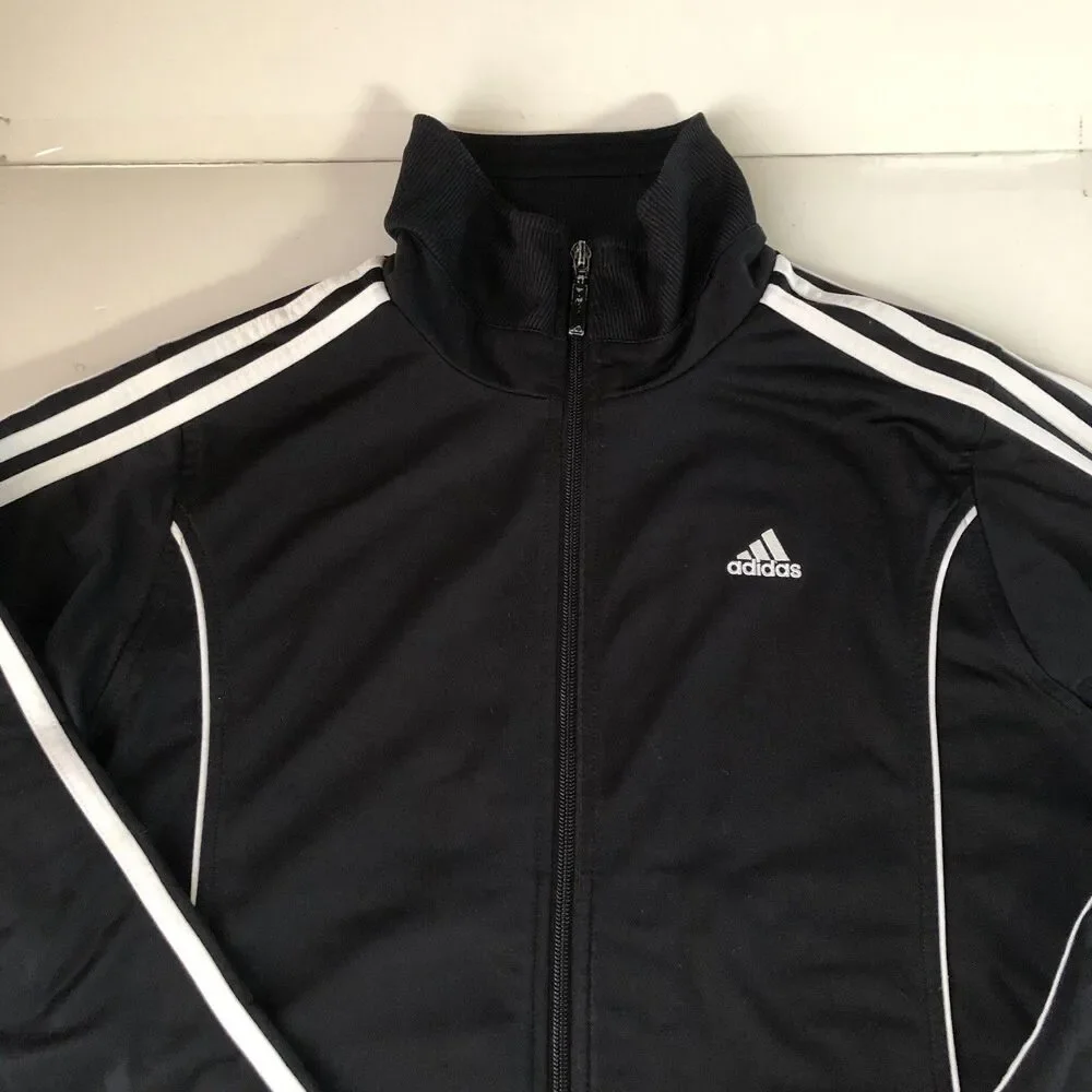 Vintage Adidas track jacket Black 3 Stripes Medium